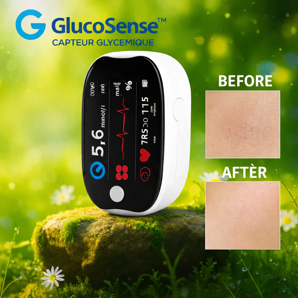 GlucoSense™ Blood Glucose Sensor | Save hundreds of euros on test strips with 99.9% accurate blood glucose readings – without any needles.